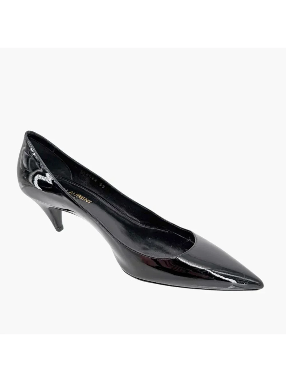 Saint Laurent Charlotte Pumps Heels Black Patent Size 39 US 9 Pointed Toe - Picture 11 of 15